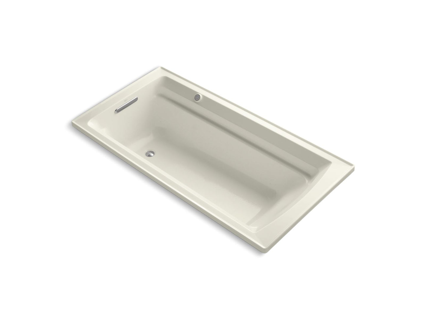KOHLER K-1124-GHW Archer 72" x 36" drop-in Heated BubbleMassage air bath with Bask heated surface
