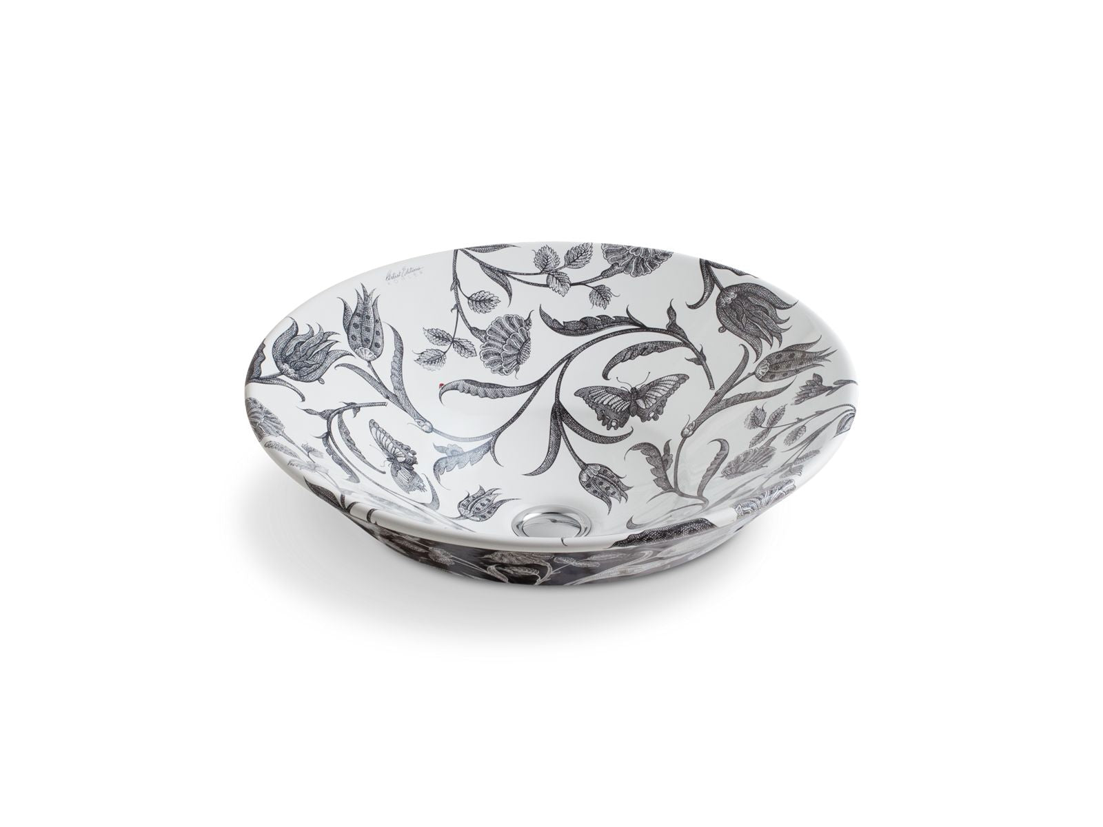 KOHLER K-14223-BT Botanical Study Conical Bell 16-1/4" round vessel bathroom sink, no overflow