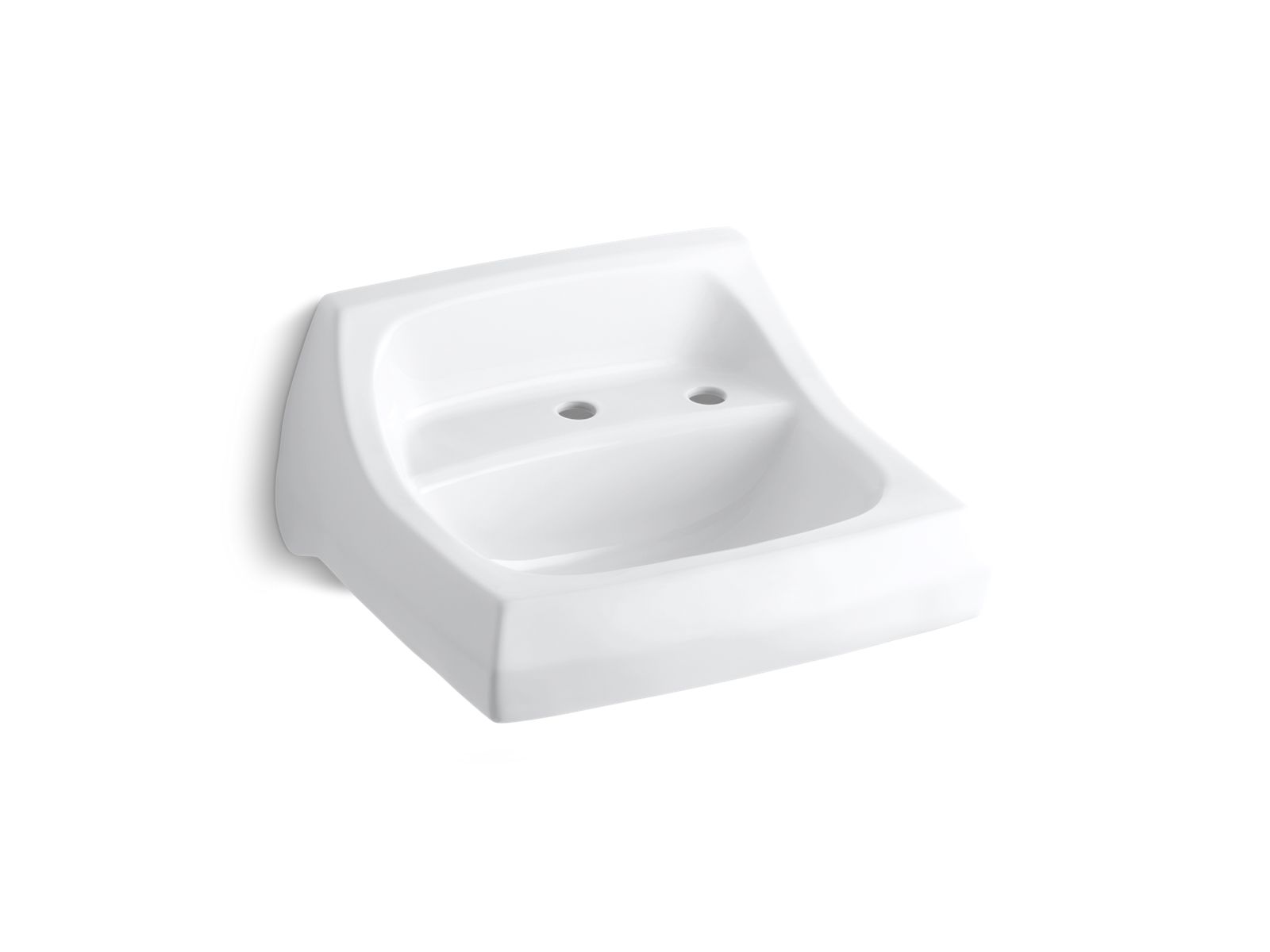 KOHLER K-2007-R Kingston 21-1/4" x 18-1/8" wall-mount/concealed arm carrier bathroom sink with single faucet hole and right-hand soap dispenser hole