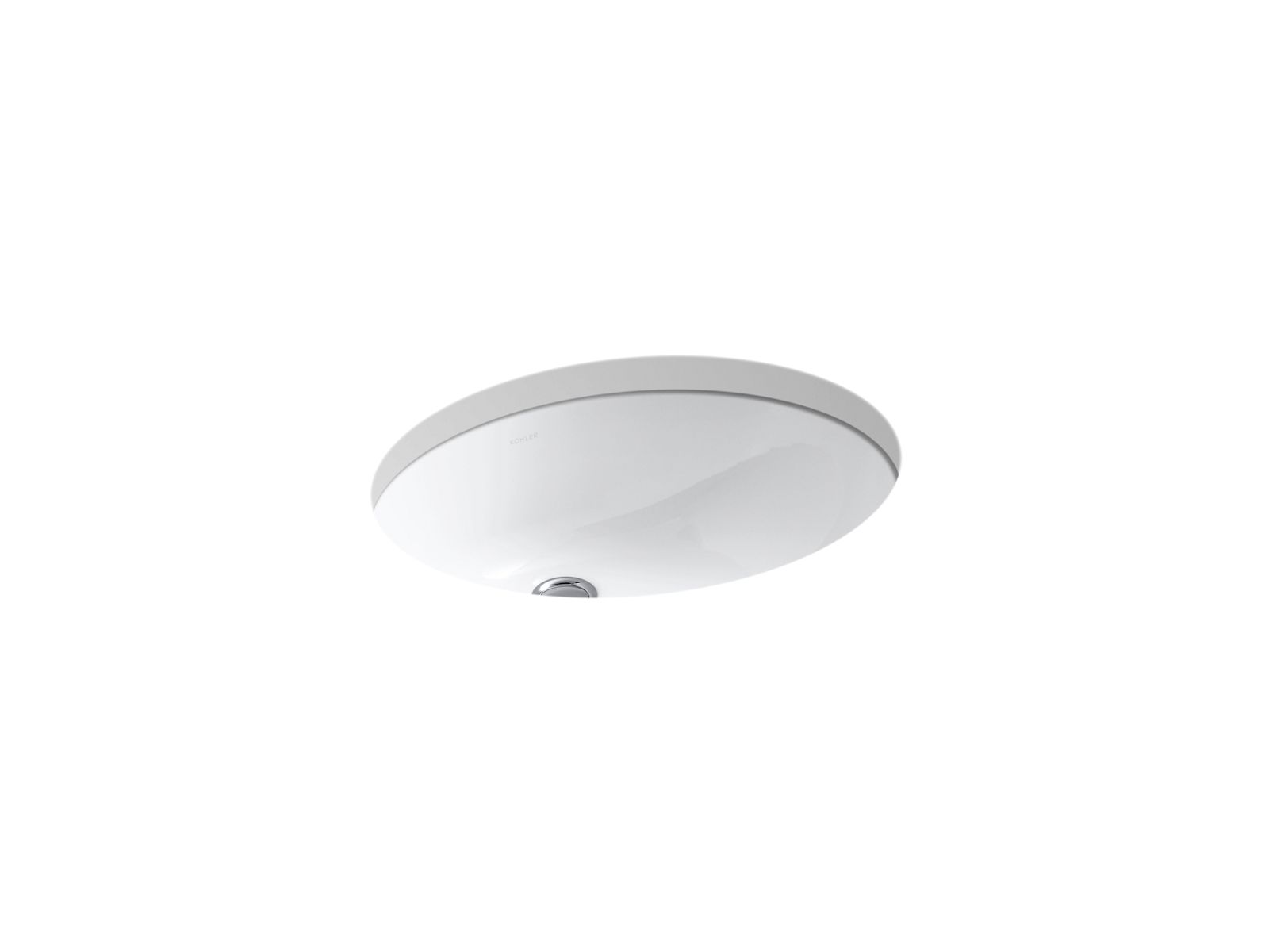 KOHLER K-2210-G Caxton 19-1/4" oval undermount bathroom sink with glazed underside, no overflow