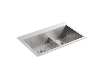 KOHLER K-3839-1 Vault Smart Divide 33" top-/undermount double-bowl kitchen sink