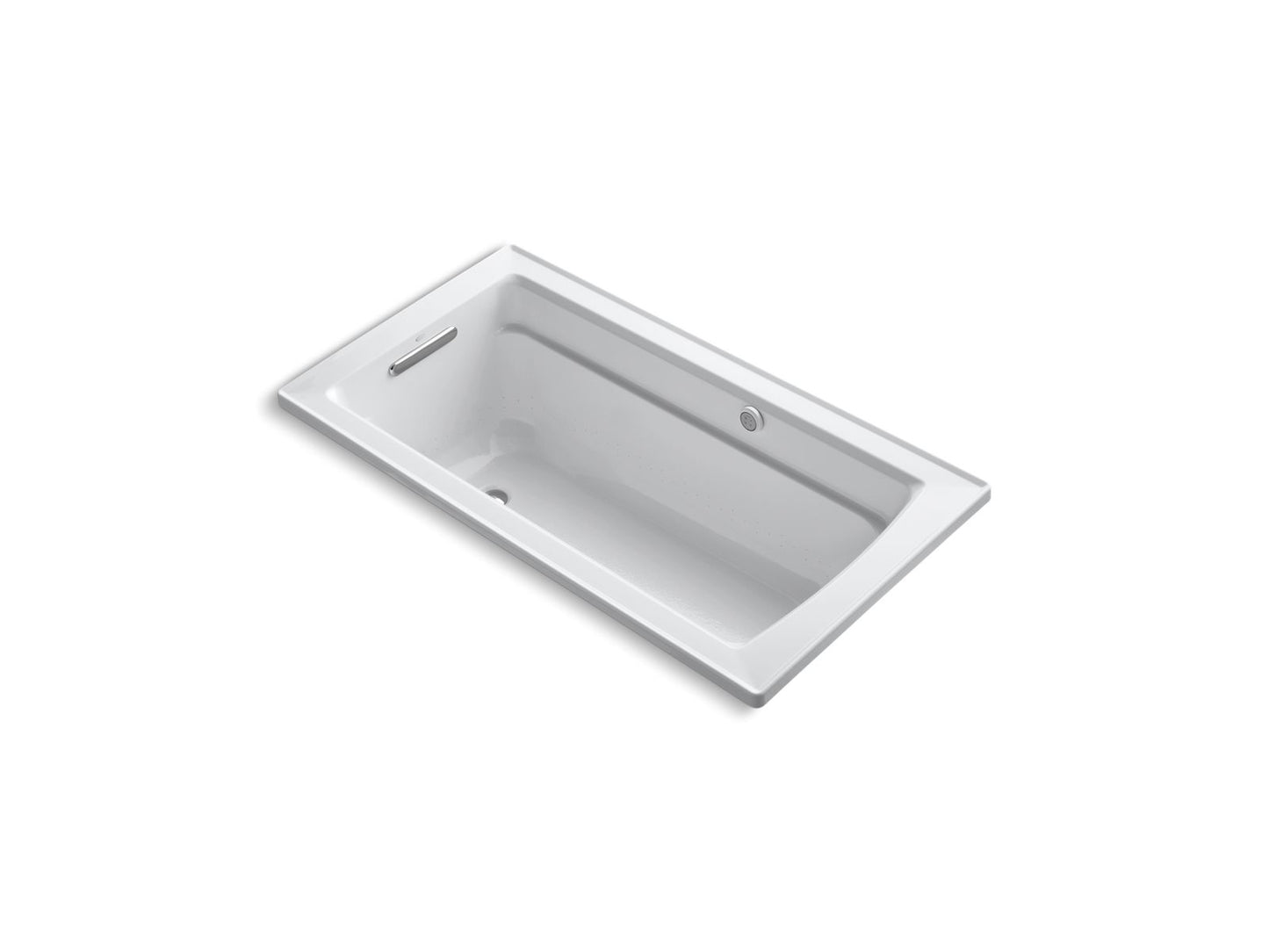 KOHLER K-1122-GHW Archer 60" x 32" drop-in Heated BubbleMassage air bath with Bask heated surface