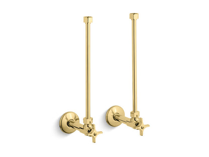 KOHLER K-7606-P Pair 1/2" NPT angle supplies with stop, cross handle and annealed vertical tube