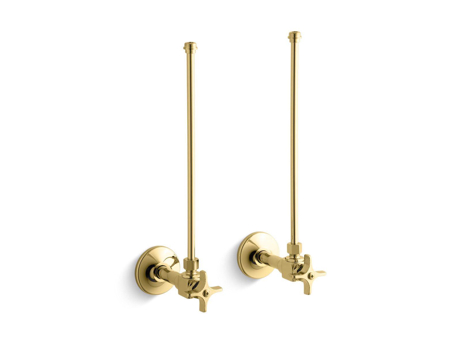 KOHLER K-7605-P Pair 3/8" NPT angle supplies with stop, cross handle and annealed vertical tube
