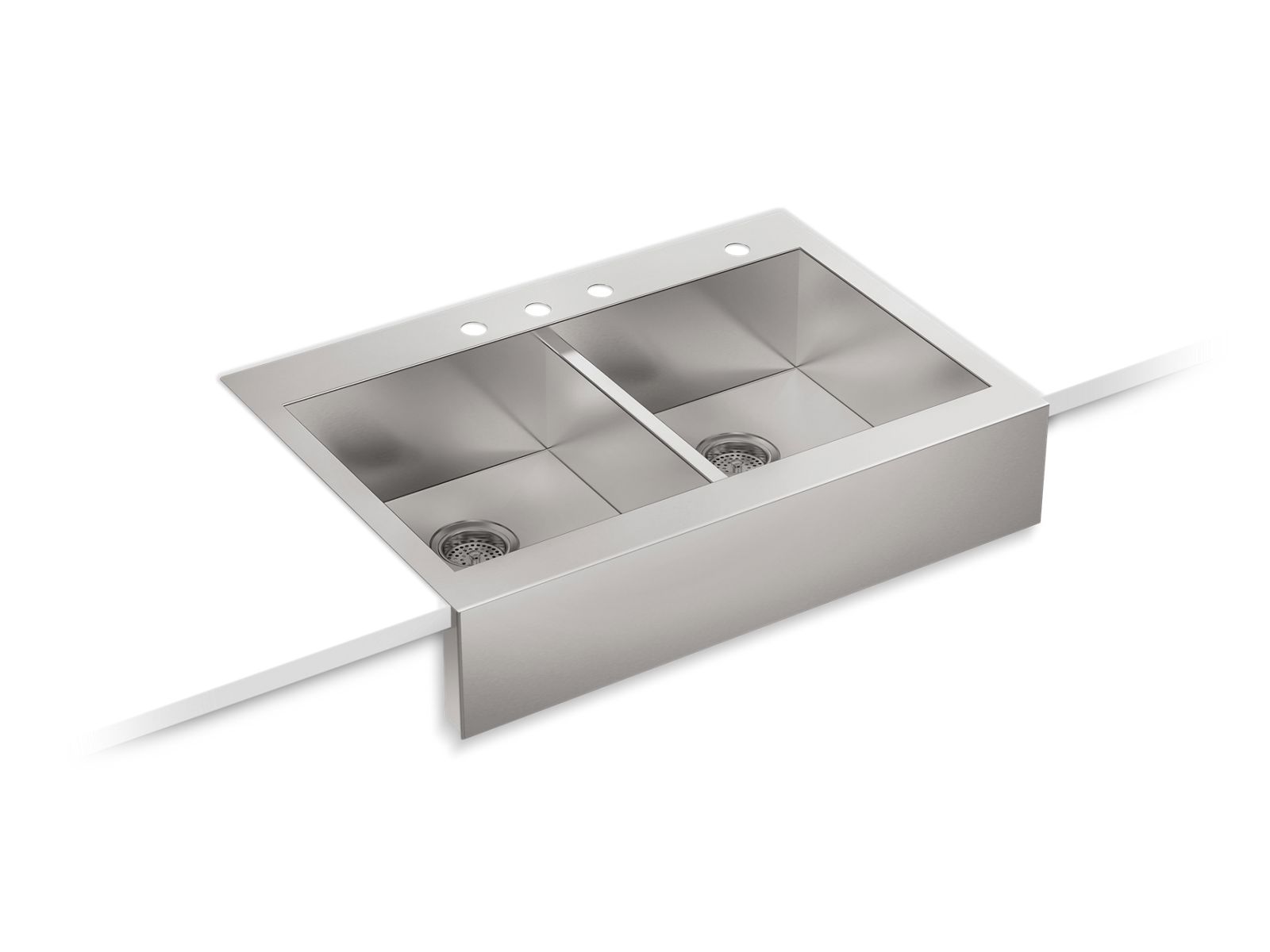 KOHLER K-3944-4 Vault 35-3/4" top-mount double-bowl farmhouse kitchen sink