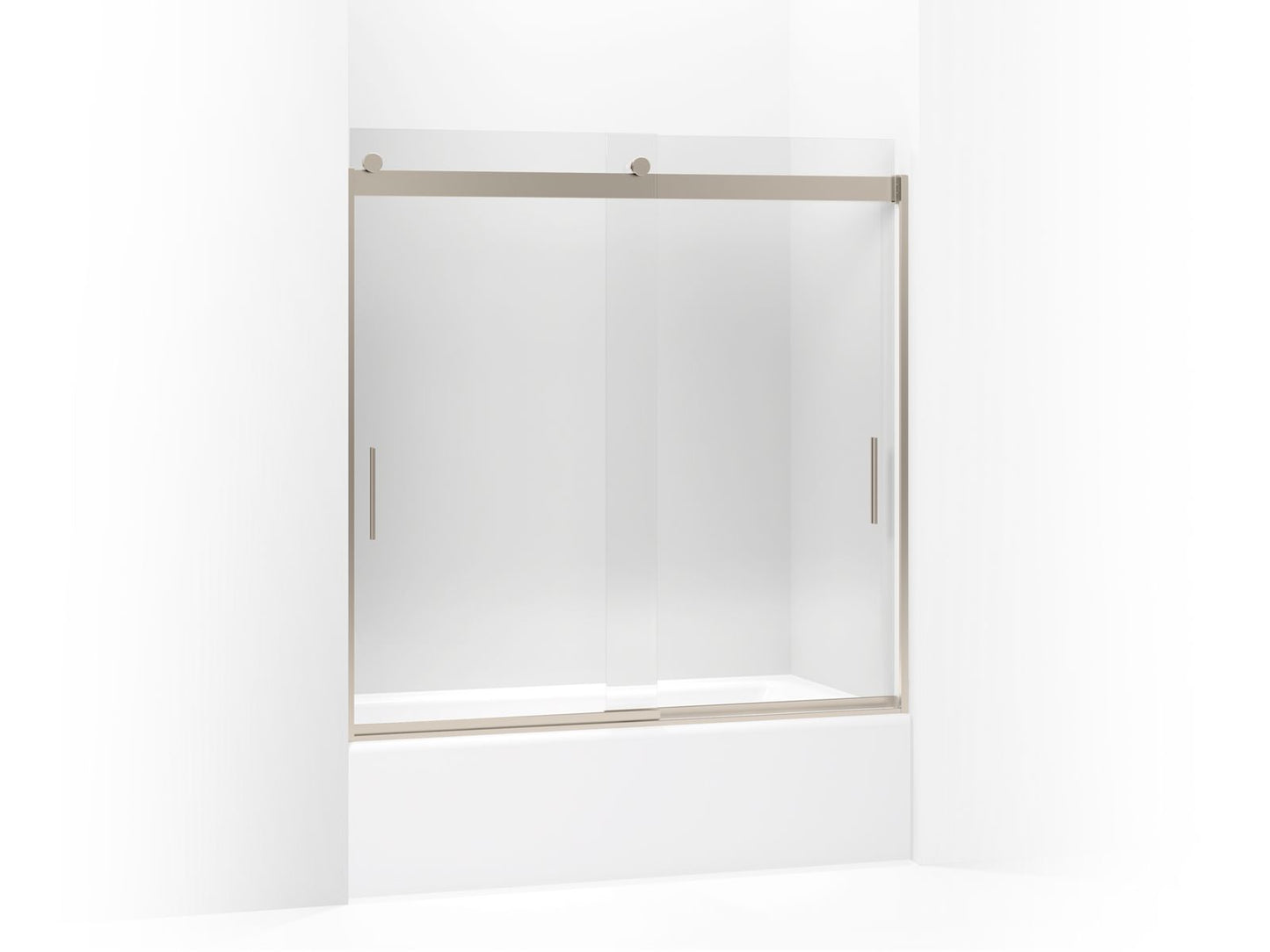 KOHLER K-706002-L Levity Sliding bath door, 59-3/4" H x 56-5/8 - 59-5/8" W, with 1/4" thick Crystal Clear glass