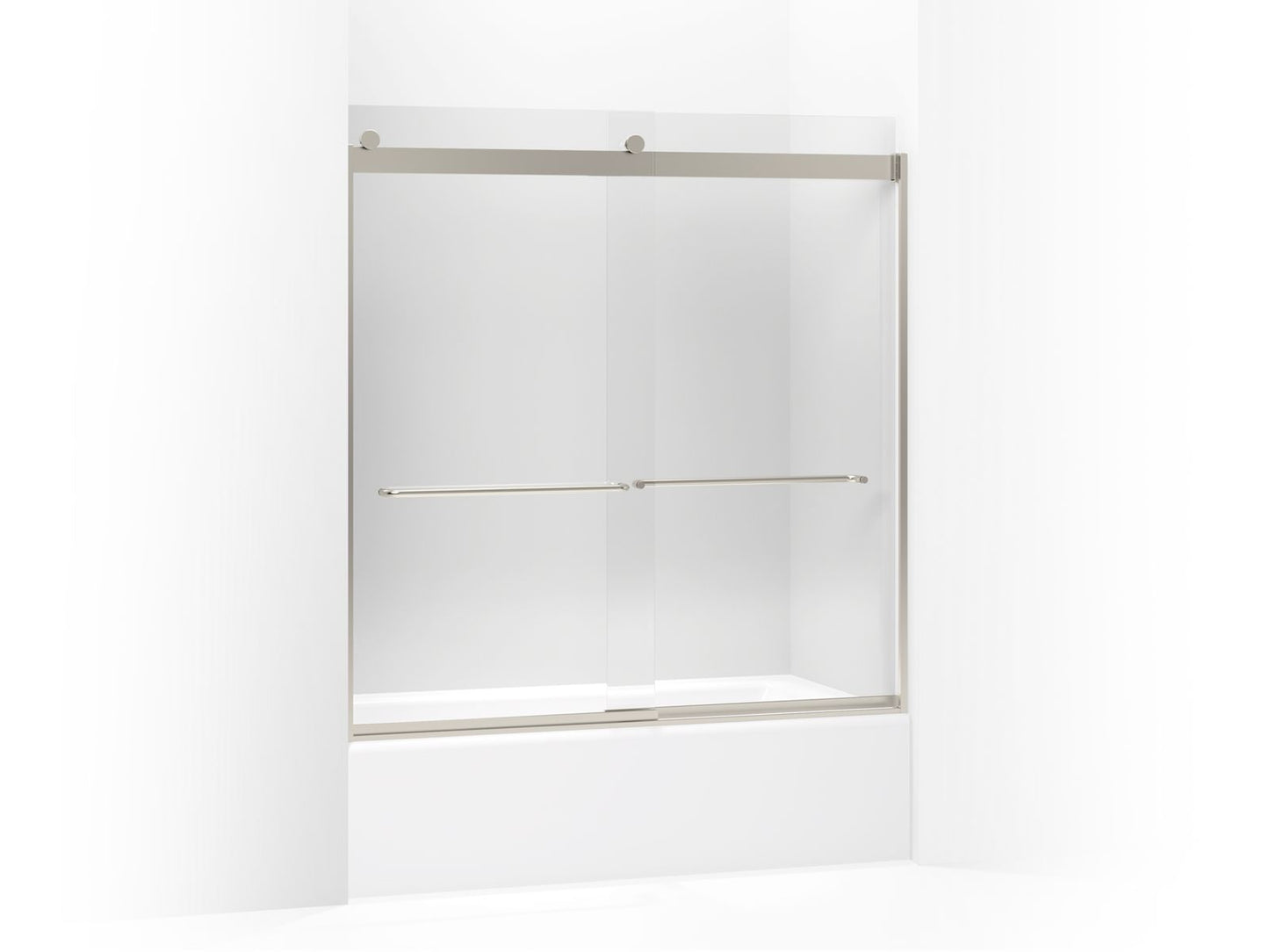 KOHLER K-706004-L Levity Sliding bath door, 62" H x 56-5/8 - 59-5/8" W, with 1/4" thick Crystal Clear glass