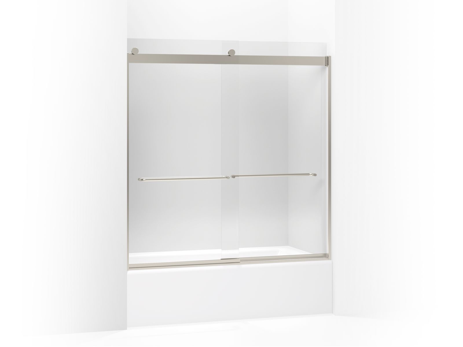 KOHLER K-706004-L Levity Sliding bath door, 62" H x 56-5/8 - 59-5/8" W, with 1/4" thick Crystal Clear glass