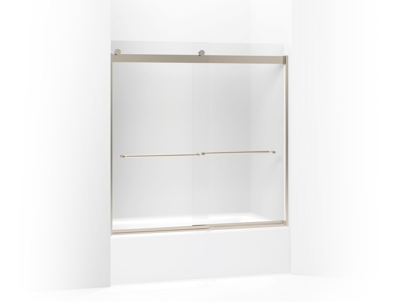 KOHLER K-706006-D3 Levity Sliding bath door, 59-3/4" H x 56-5/8 - 59-5/8" W, with 1/4" thick Frosted glass