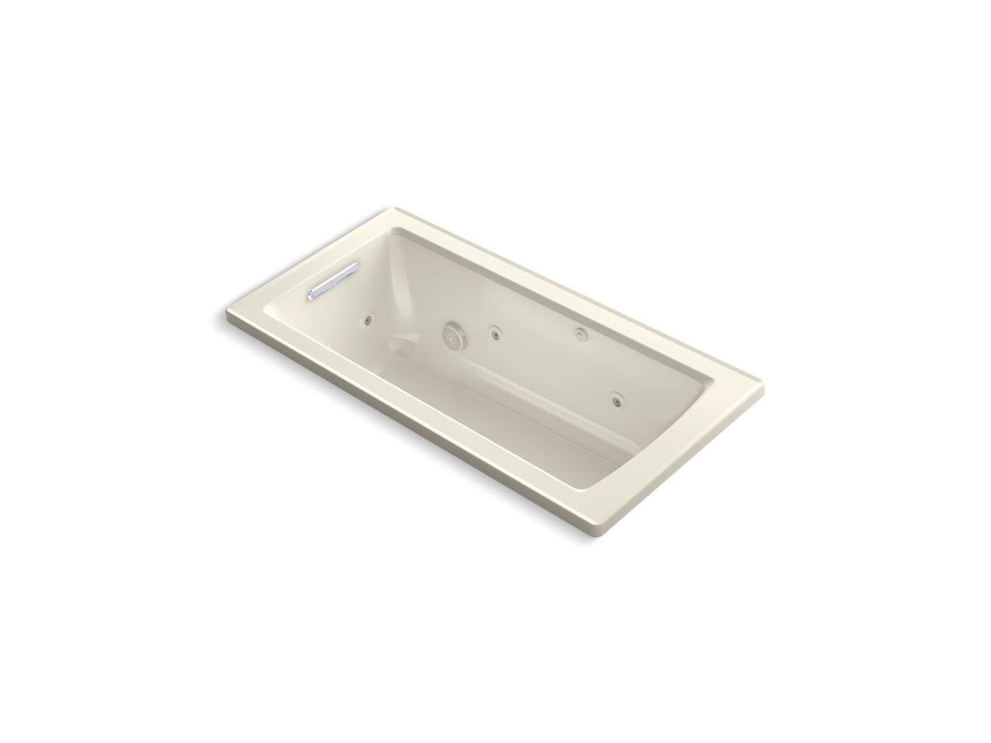 KOHLER K-1947-H Archer 60" x 30" drop-in whirlpool bath with heat and ComForte Depth design