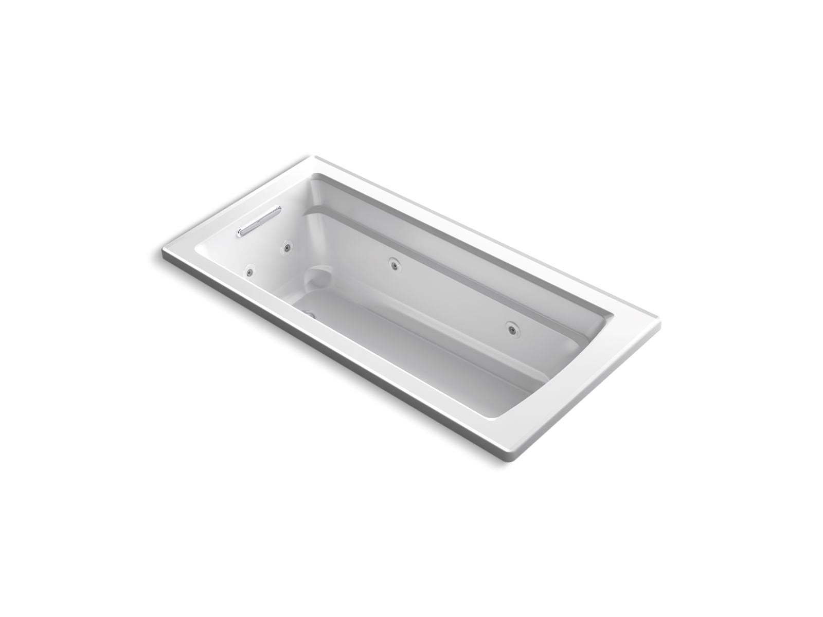 KOHLER K-1949-W1 Archer 66" x 32" drop-in whirlpool bath with Bask heated surface