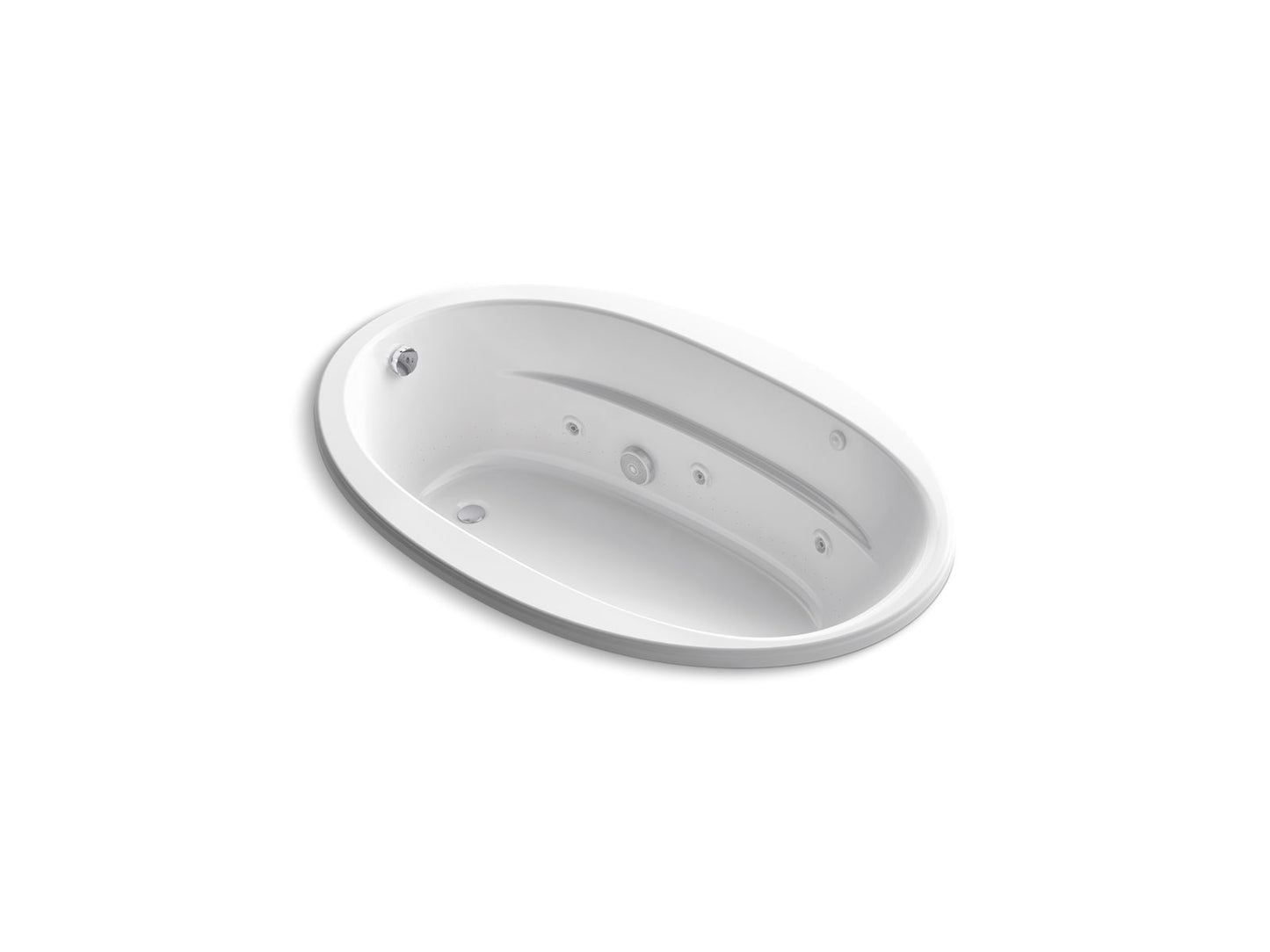 KOHLER K-6347-W1 Sunward 66" x 42" drop-in whirlpool bath with Bask heated surface