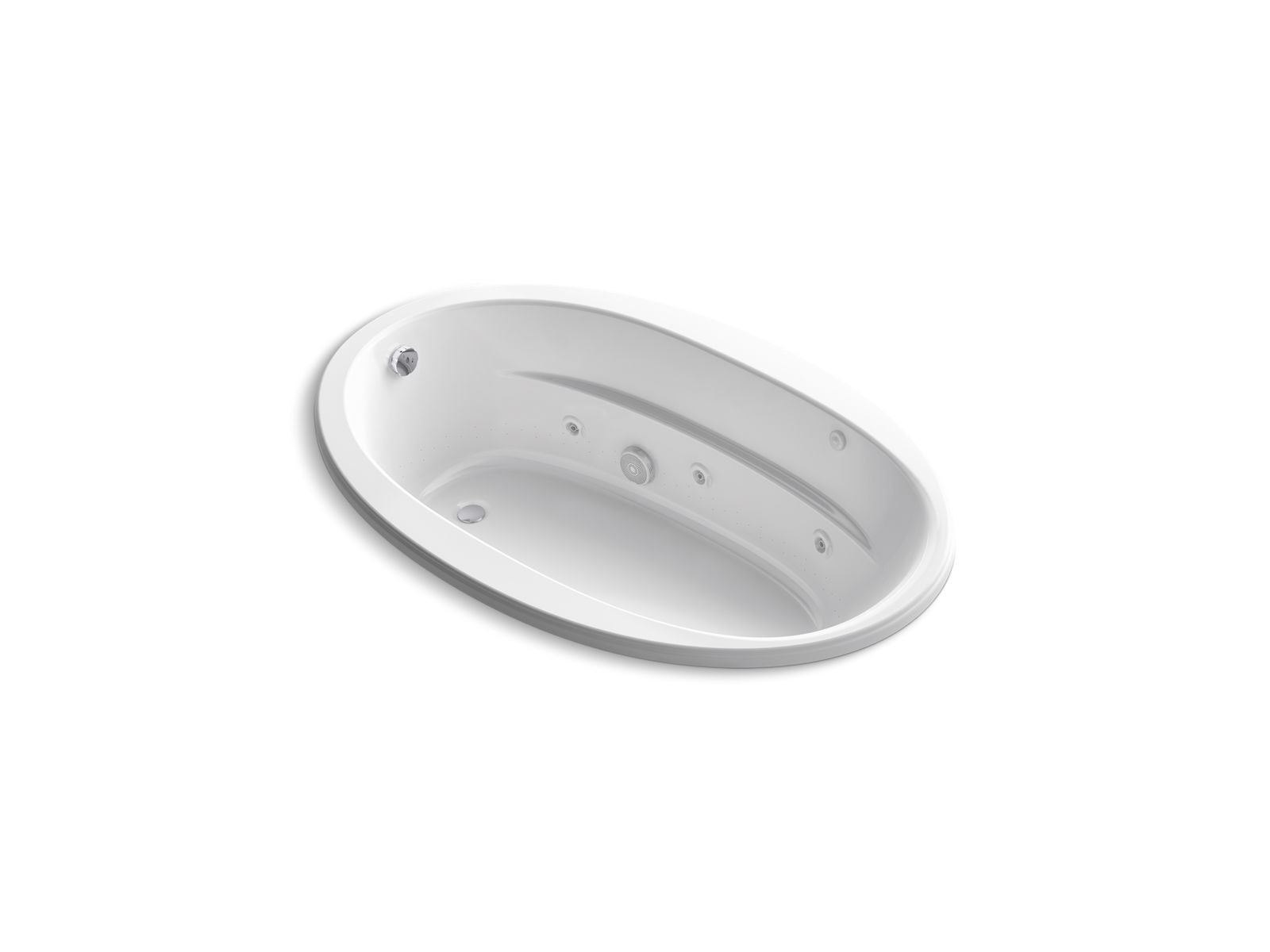 KOHLER K-6347-W1 Sunward 66" x 42" drop-in whirlpool bath with Bask heated surface