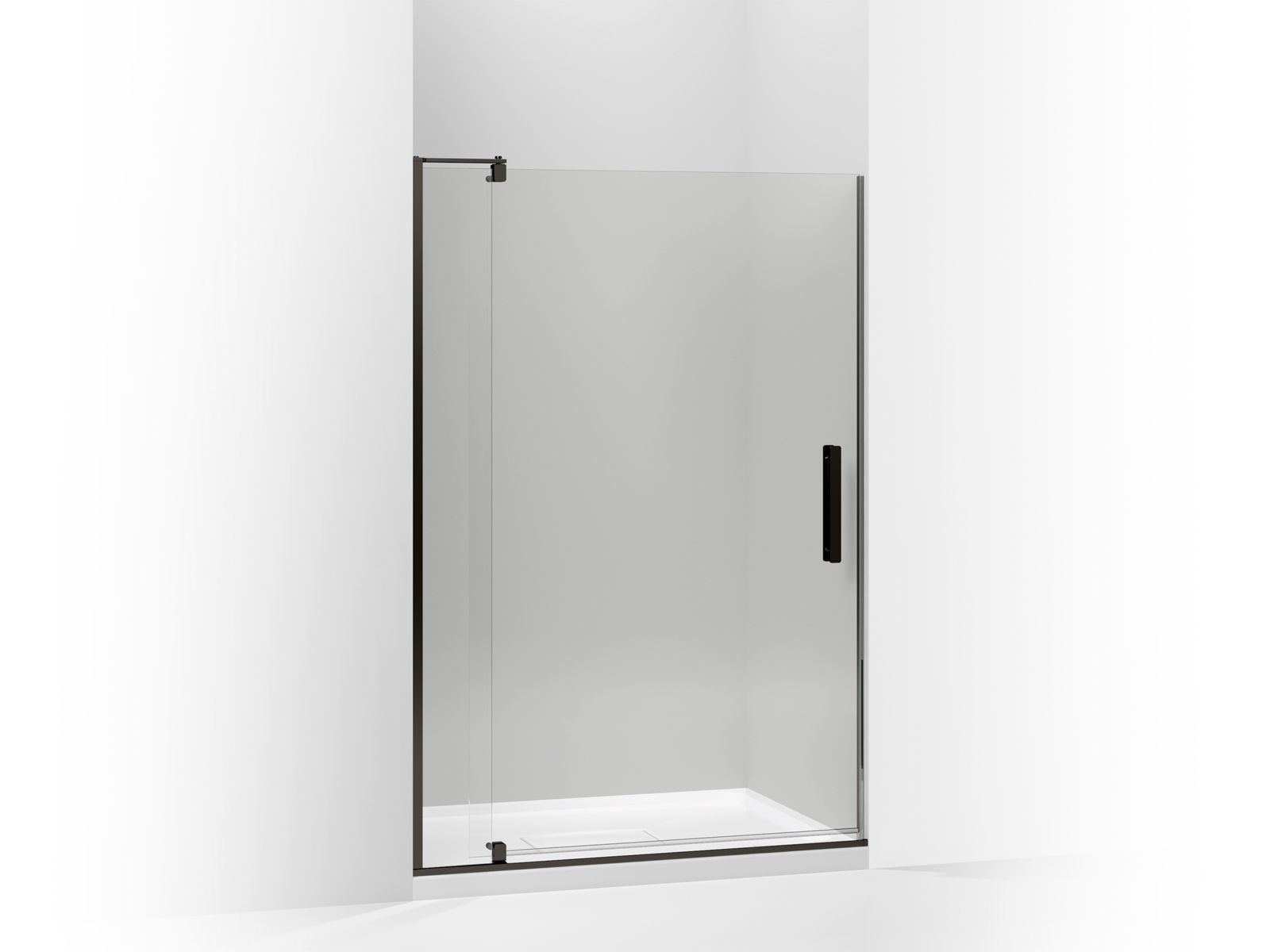 KOHLER K-707556-L Revel Pivot shower door, 74" H x 43-1/8 - 48" W, with 5/16" thick Crystal Clear glass