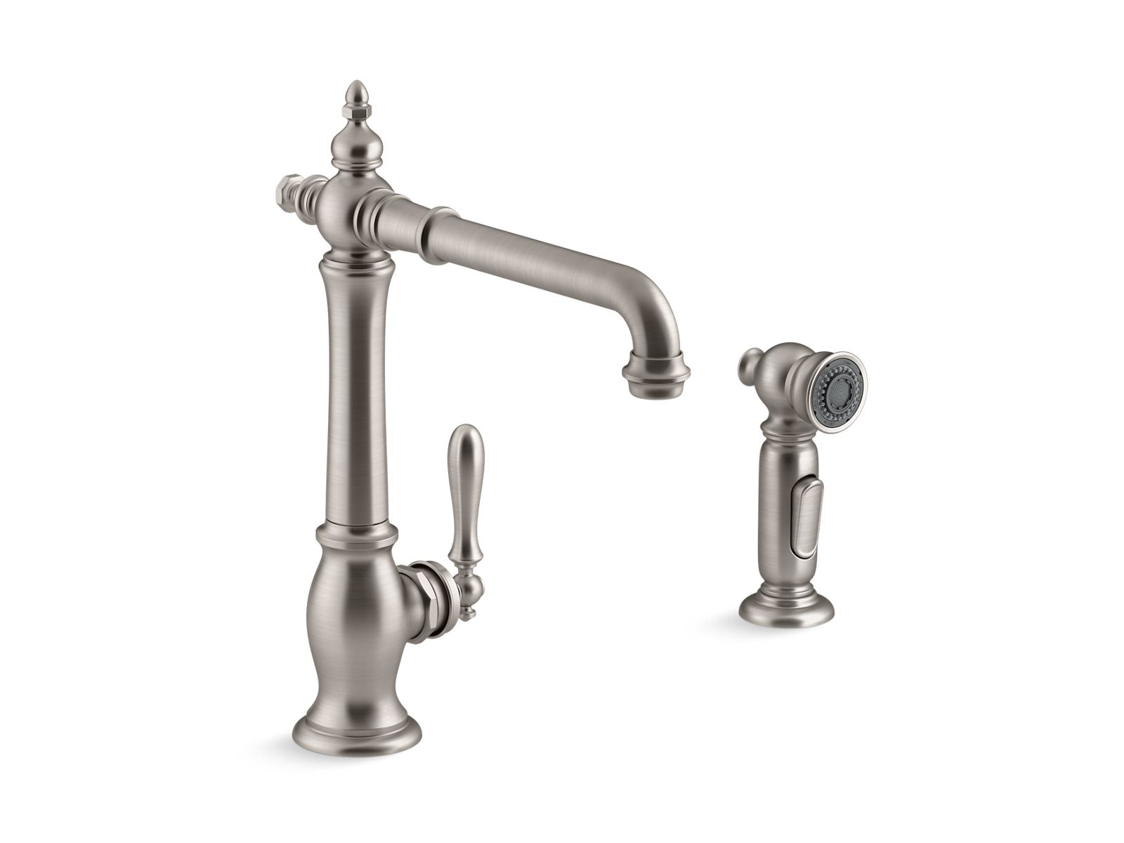 KOHLER K-99265 Artifacts Single-handle kitchen sink faucet with side sprayer