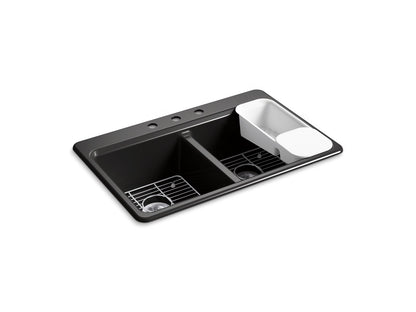 KOHLER K-8679-3A2 Riverby 33" top-mount double-bowl workstation kitchen sink