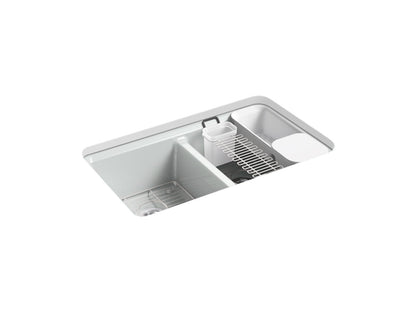 KOHLER K-8679-5UA3 Riverby 33" undermount double-bowl workstation kitchen sink