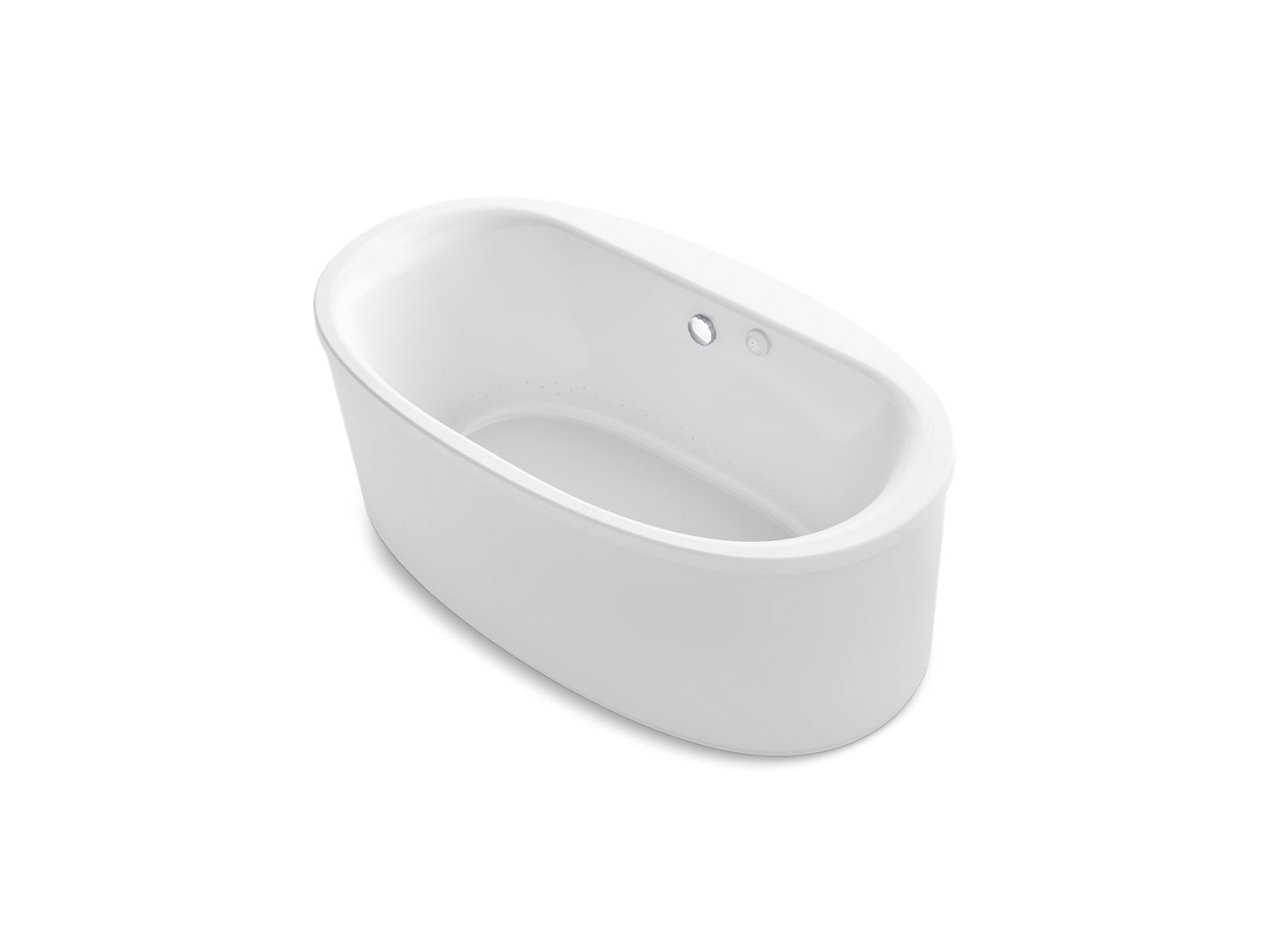KOHLER K-1966-GHW Sunstruck 65-1/2" x 35-1/2" freestanding Heated BubbleMassage air bath with Bask heated surface and straight shroud