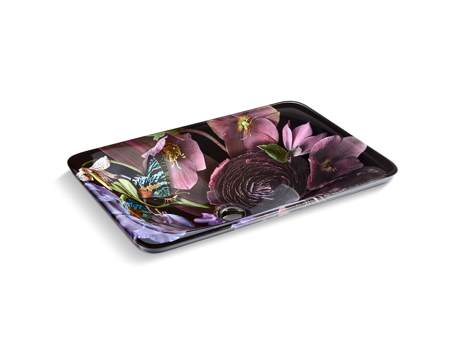 KOHLER K-30334-DM2 Dutchmaster Midnight Floral Carillon 21-1/4" rectangular drop-in bathroom sink, no overflow