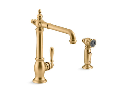 KOHLER K-99265 Artifacts Single-handle kitchen sink faucet with side sprayer