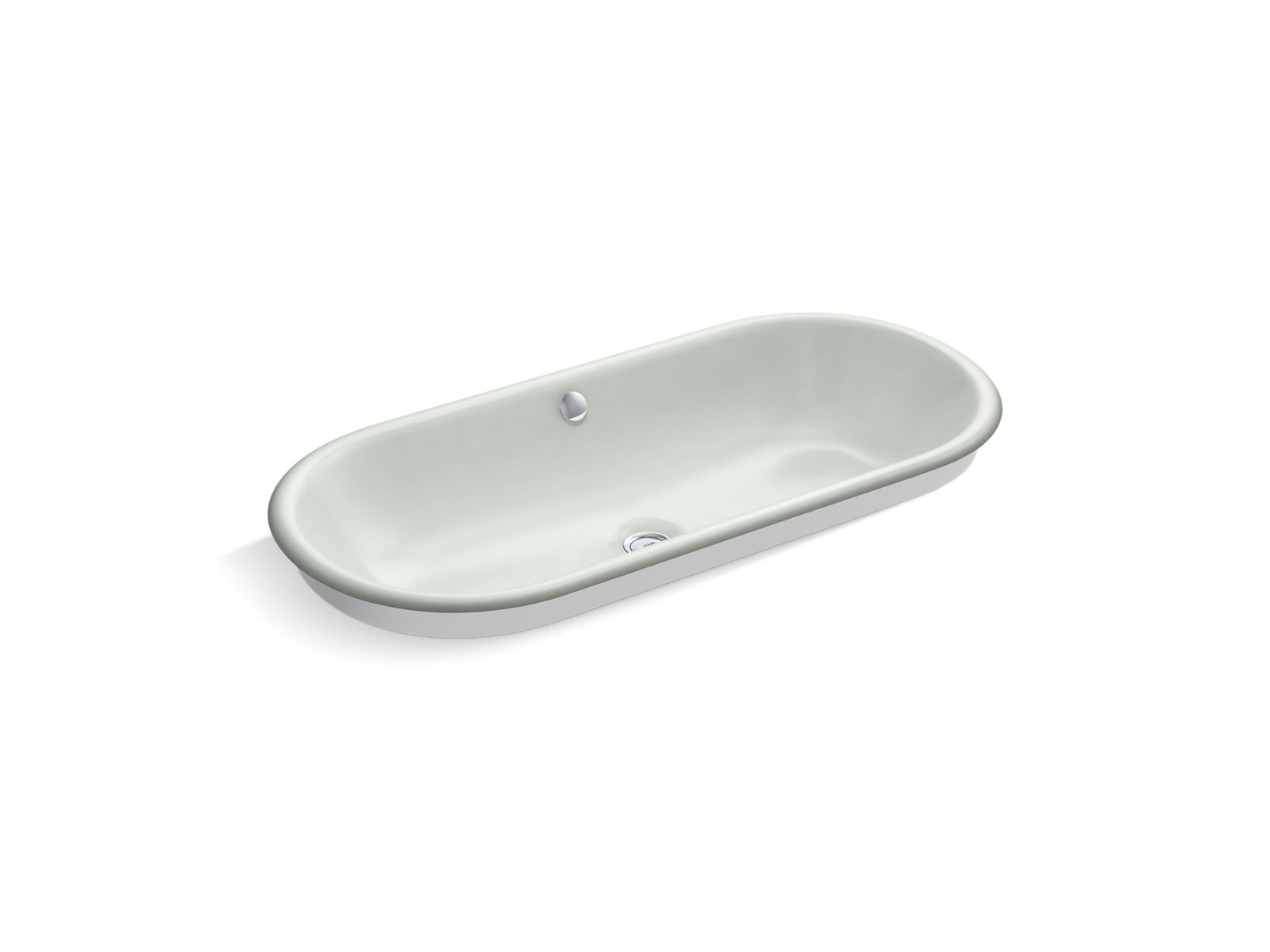 KOHLER K-20213-W Iron Plains 33" oval drop-in/undermount/vessel bathroom sink with White painted underside