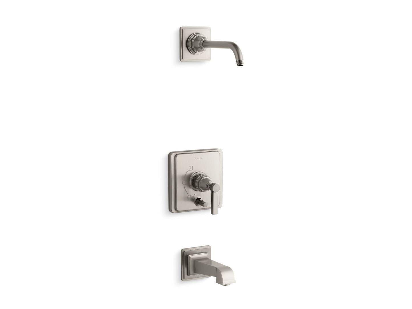 KOHLER K-T13133-4AL Pinstripe Pure Rite-Temp bath and shower trim kit with push-button diverter and lever handle, without showerhead