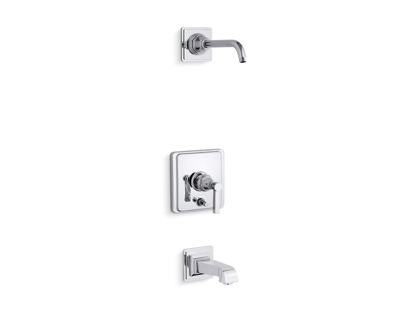 KOHLER K-T13133-4AL Pinstripe Pure Rite-Temp bath and shower trim kit with push-button diverter and lever handle, without showerhead