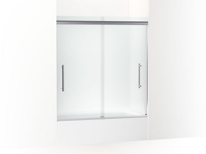 KOHLER K-707602-8D3 Pleat Frameless sliding bath door, 63-9/16" H x 54-5/8 - 59-5/8" W, with 5/16" thick Frosted glass