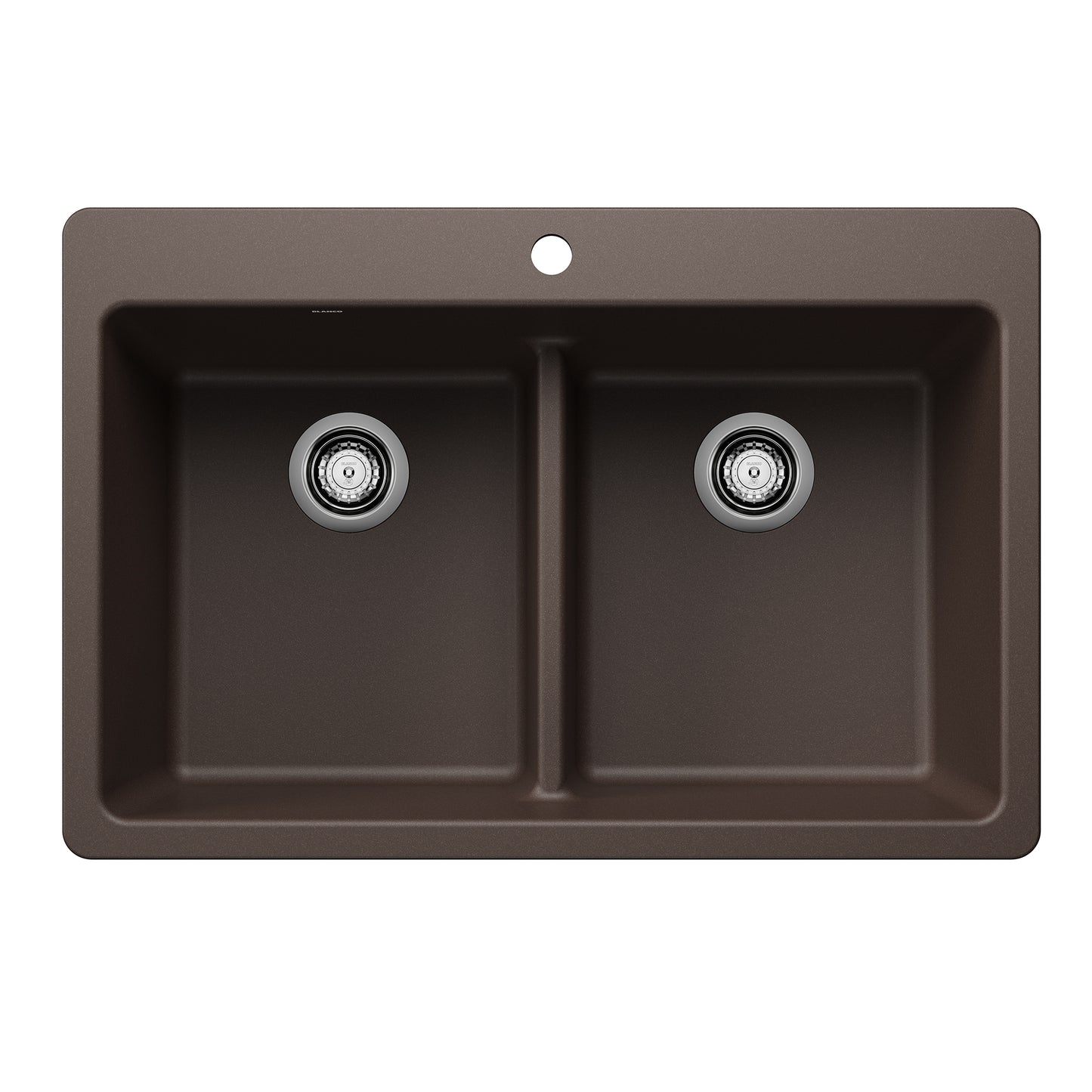 BLANCO Liven SILGRANIT 33" 50/50 Double Bowl Dual Mount Kitchen Sink with Low Divide - Café