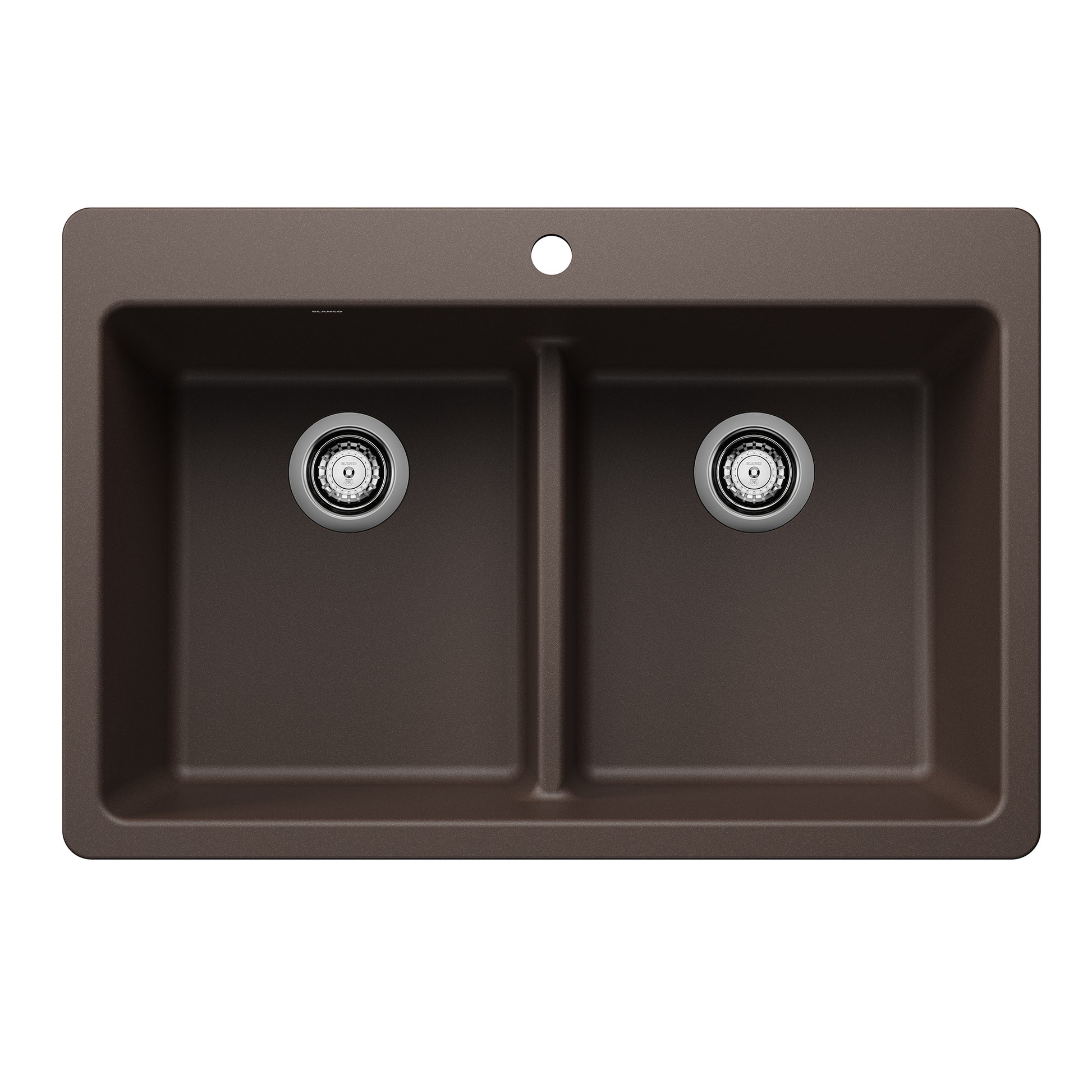 BLANCO Liven SILGRANIT 33" 50/50 Double Bowl Dual Mount Kitchen Sink with Low Divide - Café