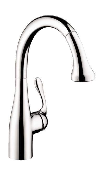 Hansgrohe 04066000 Allegro E Pull-Down Kitchen Faucet Gourmet with High-Arc Spout, Magnetic Docking & Locking Spray Diverter in Chrome
