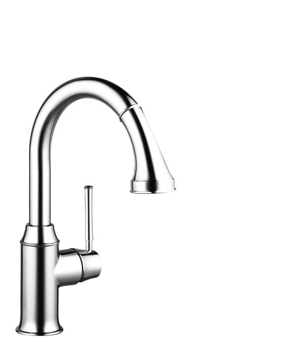Hansgrohe 04216000 Talis C Pull-Down Prep Kitchen Faucet with Magnetic Docking Spray Head and Locking Diverter in Chrome