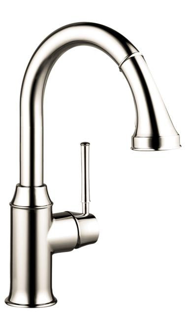 Hansgrohe 04216830 Talis C Pull-Down Prep Kitchen Faucet with Magnetic Docking Spray Head and Locking Diverter in Polished Nickel