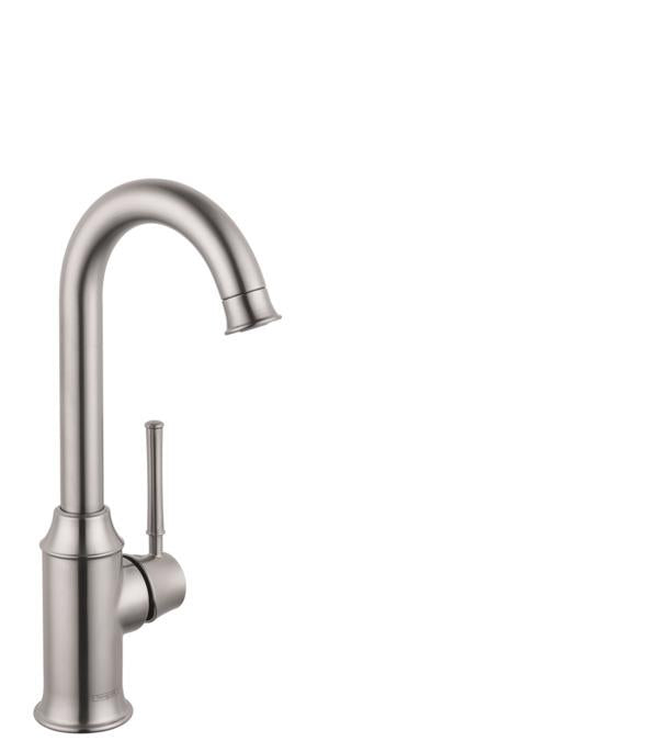 Hansgrohe 04217800 Talis C High-Arc Bar Faucet with Quick Cleaning Aerator in Steel Optic