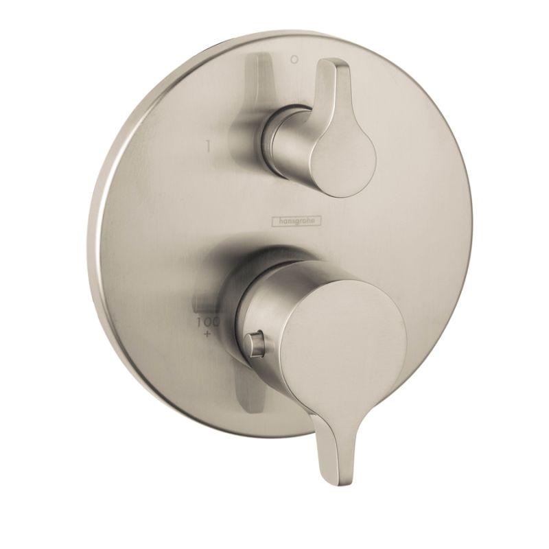 Hansgrohe 04353820 S/E Thermostatic Valve Trim with Integrated Diverter and Volume Controls - Less Valve in Brushed Nickel
