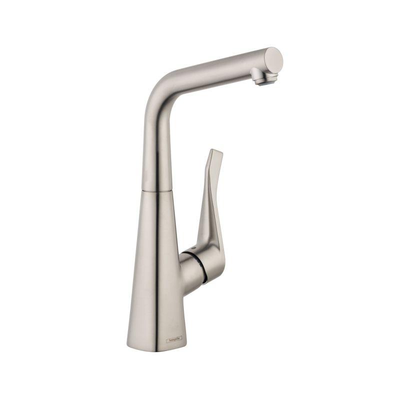 Hansgrohe 04509800 Metris Bar Kitchen Faucet with Swivel Spout in Steel Optic