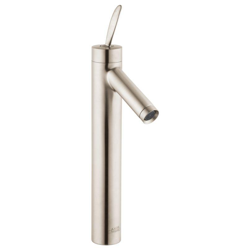 Axor 10020821 Starck 1.2 GPM Single Hole Joystick Vessel Bathroom Faucet with Drain Assembly in Brushed Nickel