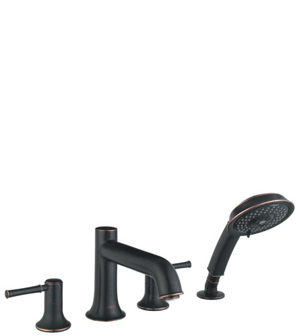 Hansgrohe 14314921 Talis C Roman Tub Filler Faucet with Diverter Metal Lever Handles and 2.0 GPM Multi Function Hand Shower Less Valve in Rubbed Bronze