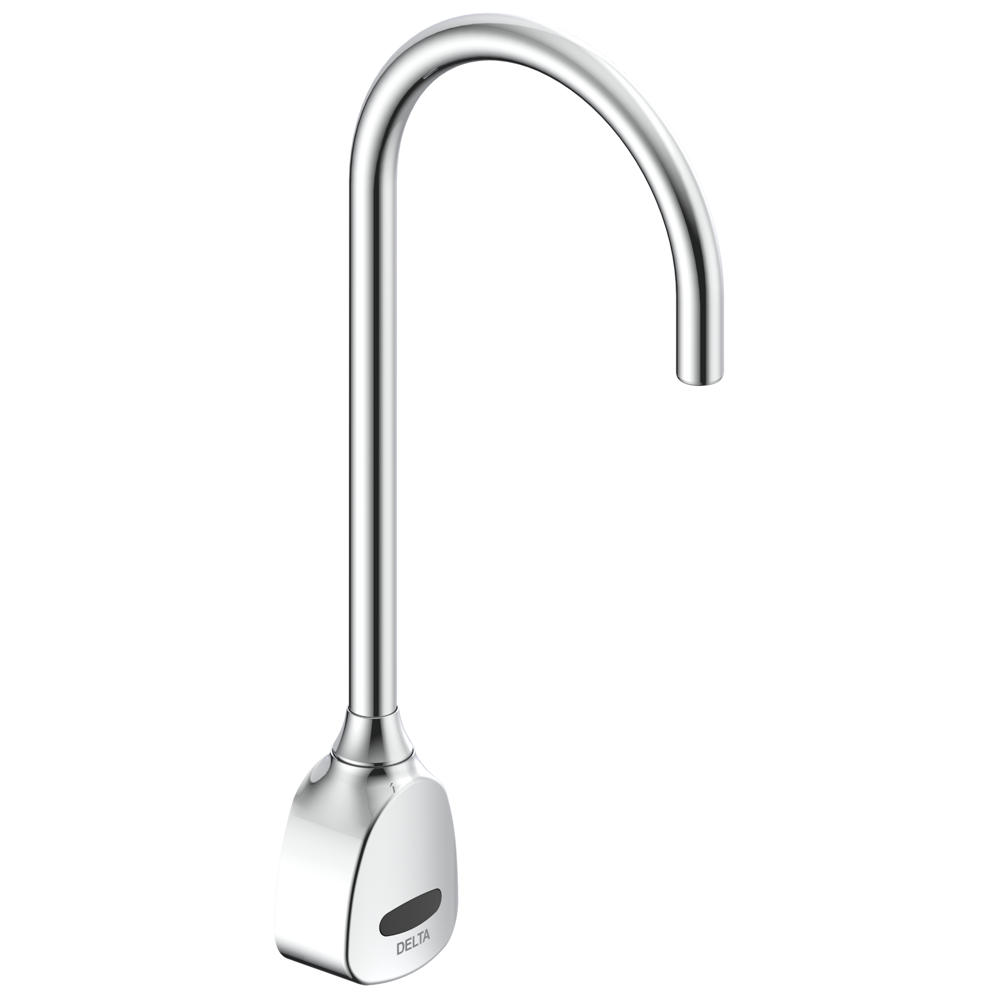 Delta Commercial 1500T Series: Hardwire Electronic Wall Mount Basin Faucet with Gooseneck Spout