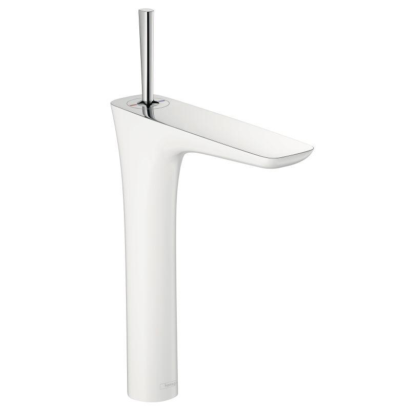Hansgrohe 15072401 Pura Vida 1.2 GPM Single Hole Bathroom Faucet with Eco Right Quick Clean in Chrome/White