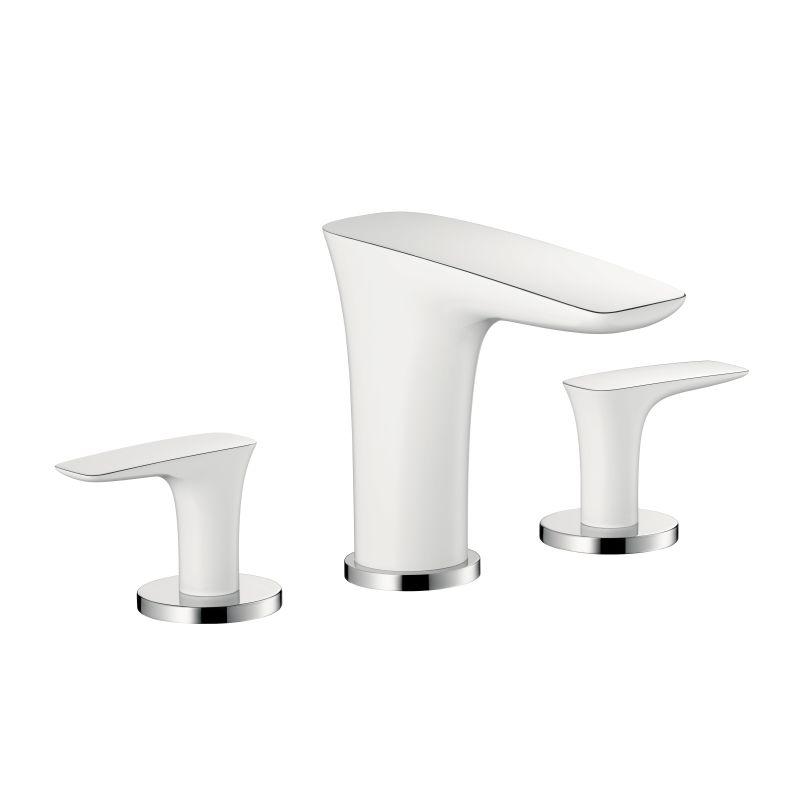 Hansgrohe 15073401 Pura Vida 1.2 GPM Widespread Bathroom Faucet with Eco Right Quick Clean and Comfort Zone Technologies in Chrome/White
