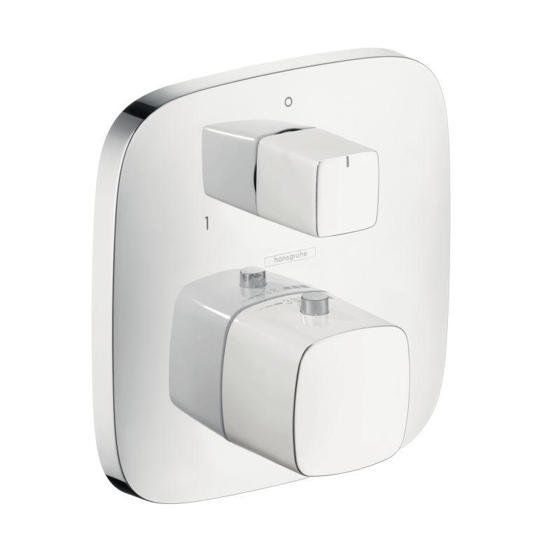 Hansgrohe 15771401 Pura Vida Thermostatic Valve Trim with Integrated Diverter and Volume Controls - Less Valve in Chrome/White