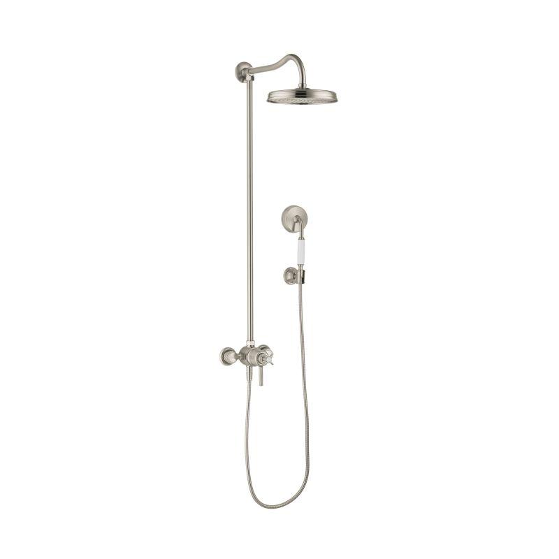 Axor 16570821 Montreux Showerpipe Shower System with 63" Hose Handshower Holder Shower Head and Handshower in Brushed Nickel