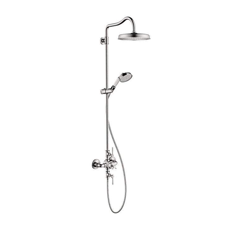 Axor 16572001 Montreux Thermostatic Shower System with Shower Head Hand Shower Shower Arm Hose Valve Trim and Rough-In Valve in Chrome