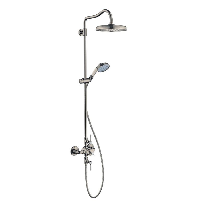 Axor 16572821 Montreux Thermostatic Shower System with Shower Head Hand Shower Shower Arm Hose Valve Trim and Rough-In Valve in Brushed Nickel