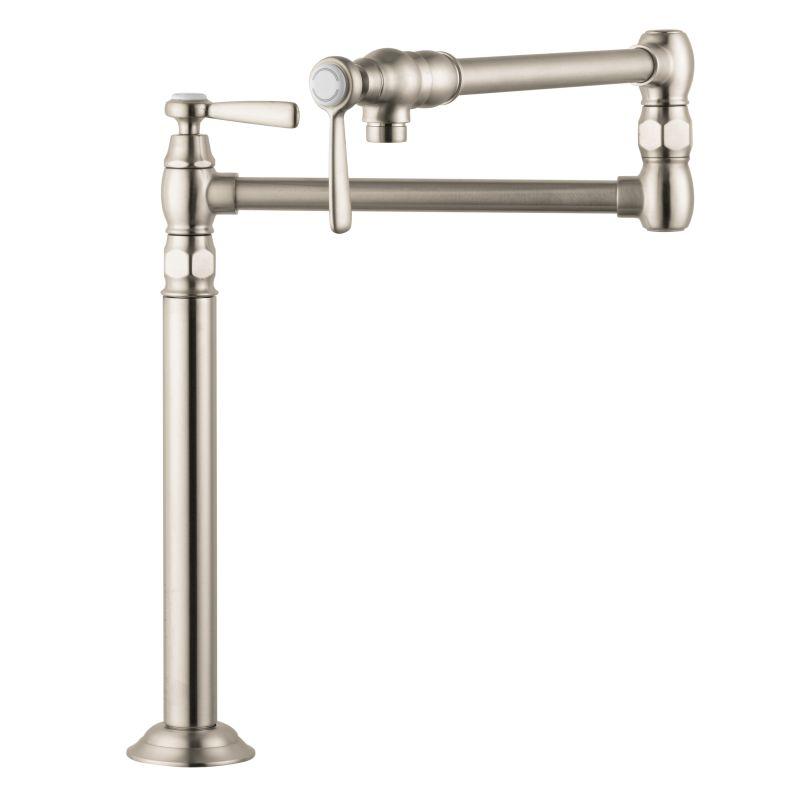 Axor 16860801 Montreux Deck Mounted Double-Jointed Pot Filler with 21-3/16" Spout Reach Includes Cross and Lever Handles in Steel Optic