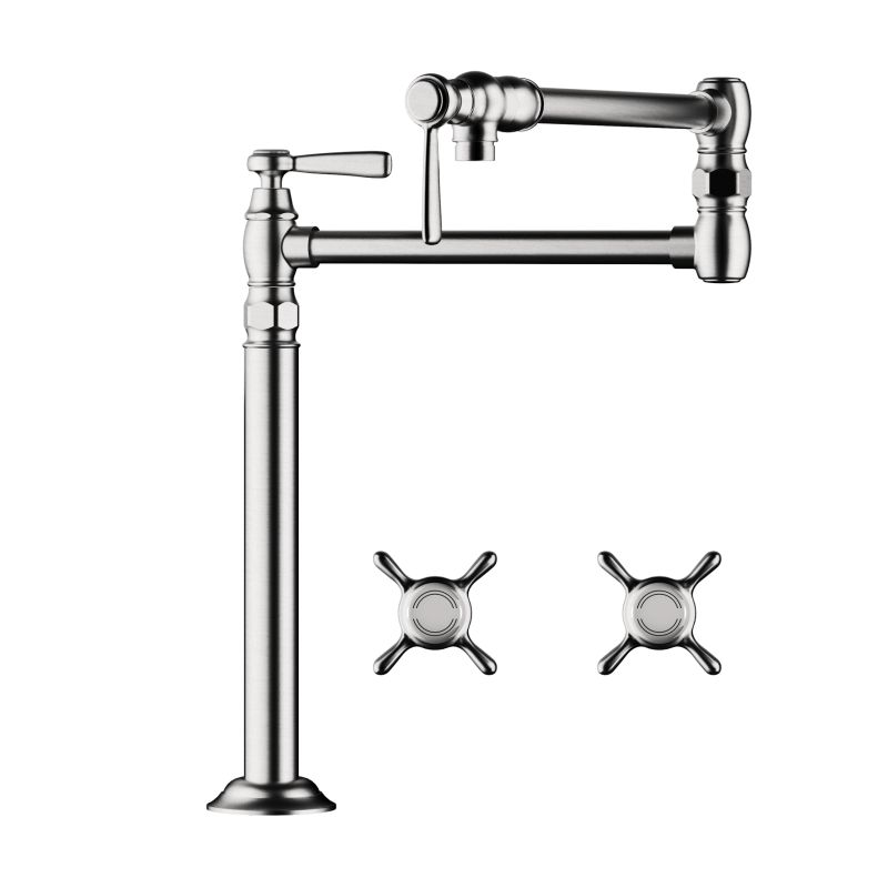 Axor 16860831 Montreux Deck Mounted Double-Jointed Pot Filler with 21-3/16" Spout Reach Includes Cross and Lever Handles in Polished Nickel