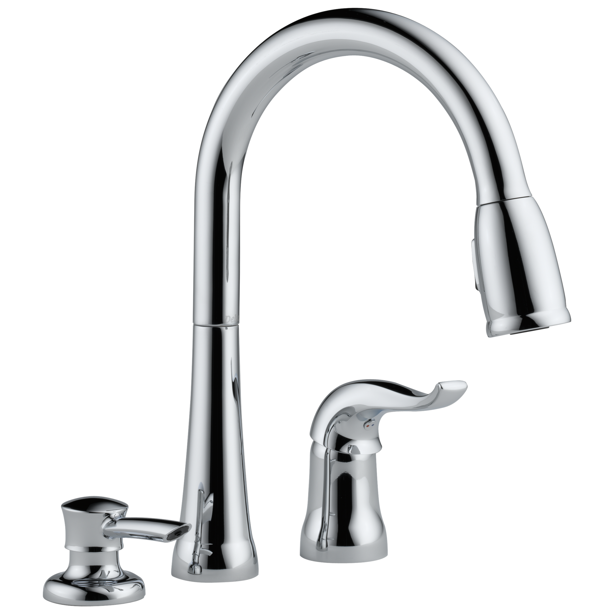 Delta Kate:16970 Single Handle Pull-Down Kitchen Faucet with Soap Disp ...