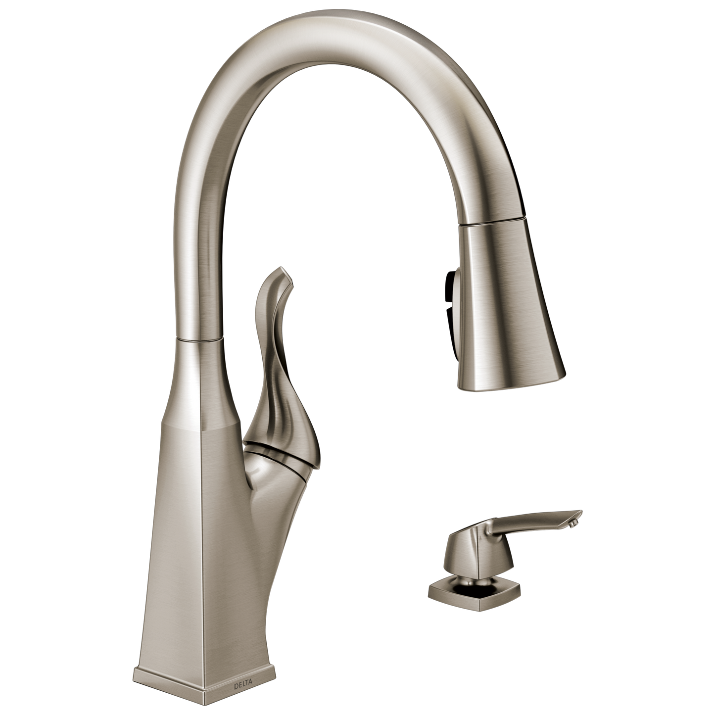Delta Cantrall: Single Handle Pull-Down Kitchen Faucet with Soap Dispenser and ShieldSpray Technology