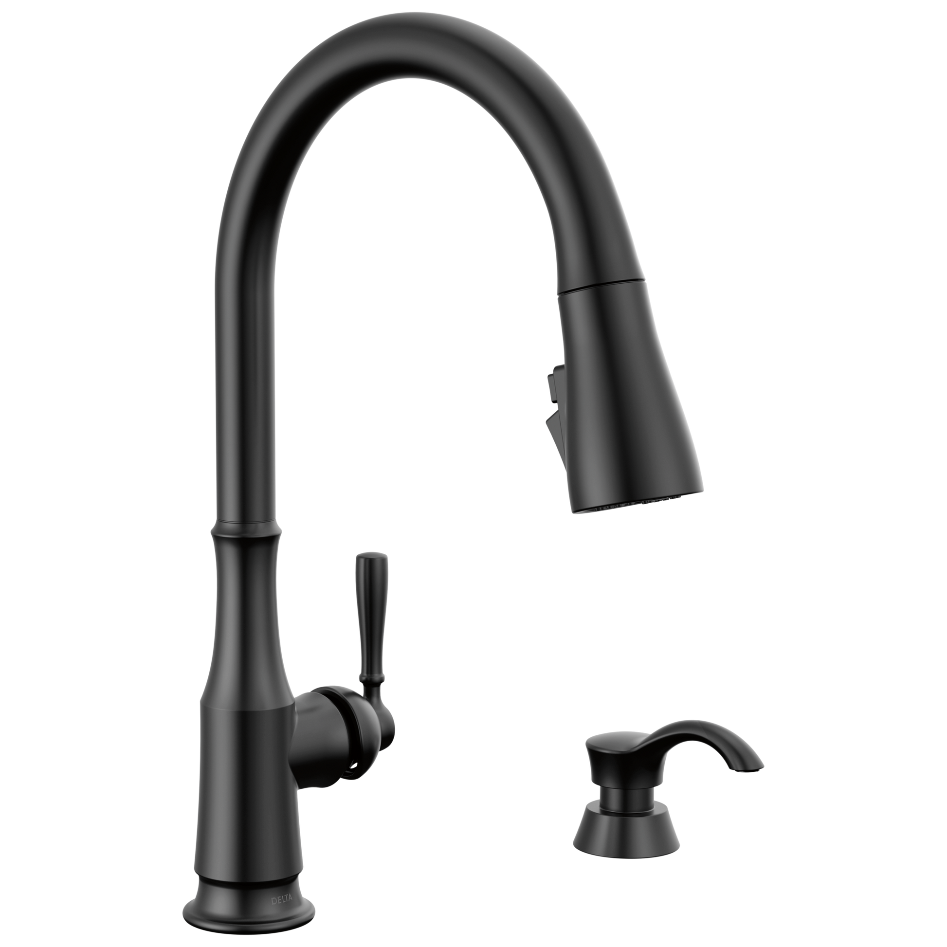 Delta Capertee: Single Handle Pull-Down Kitchen Faucet with Soap Dispenser and ShieldSpray Technology